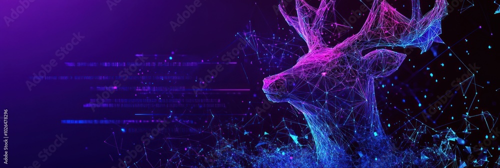 Aufkleber a digital representation of a deer created using vibrant geometric patterns and colors.
