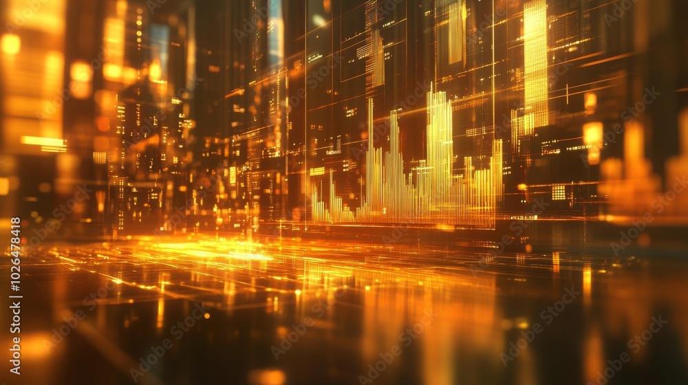 Poster digital abstract golden data visualization background