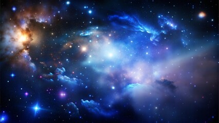 Naklejka premium Stunning deep space view of a galaxy with bright stars and cosmic clouds