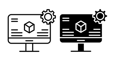 Virtual machine Icons set in solid and thin line style