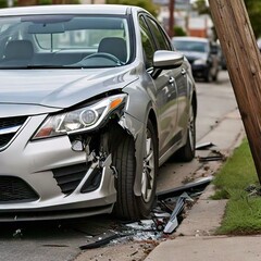 Car Crashes into Pole | Major Car Accident | Car Wreckage | Traffic Incident | Car Collision Aftermath