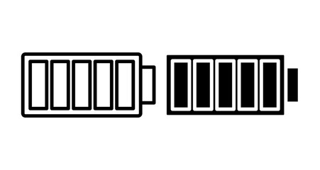 Battery Icons set in solid and thin line style