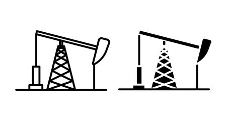Oilfield Icons set in solid and thin line style