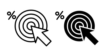 Click through rate Icons set in solid and thin line style