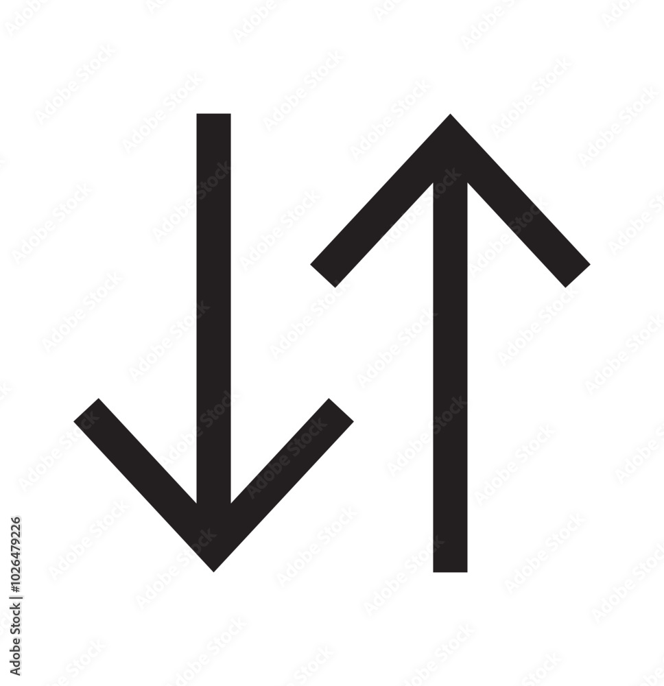 Poster long up and down arrow icon vector set . long arrow . exchange arrow icon .