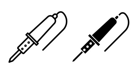 Soldering Icons set in solid and thin line style