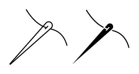 Thread needle Icons set in solid and thin line style