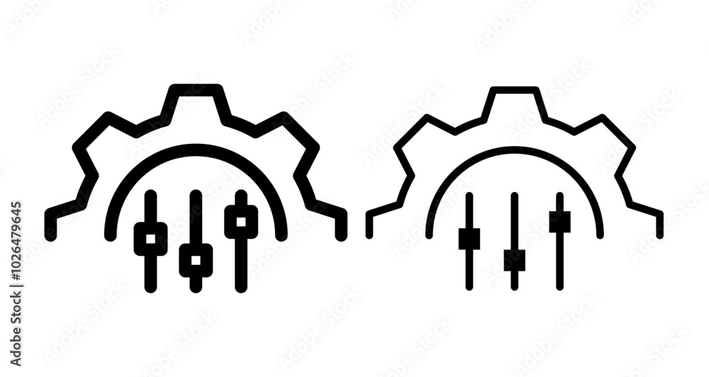 Poster mass customization icons set in solid and thin line style