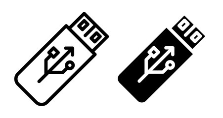 USB Icons set in solid and thin line style