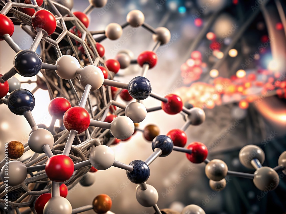 Poster 3d rendered anatomy molecule elements for science background with copy space