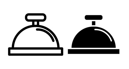 Reception bell Icons set in solid and thin line style
