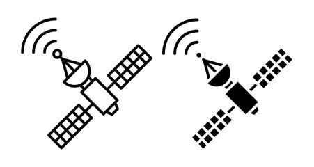Satellite Icons set in solid and thin line style
