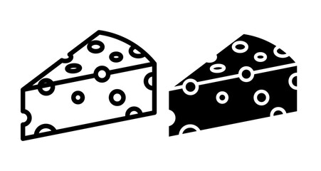 Cheese Icons set in solid and thin line style