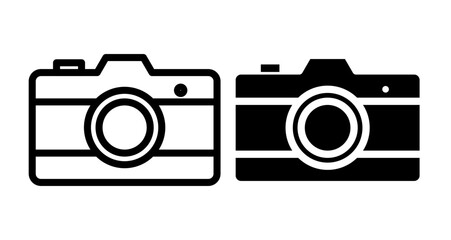 Camera Icons set in solid and thin line style