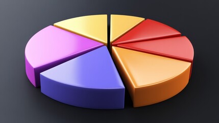 Obraz premium Colorful Pie Chart on a Black Background