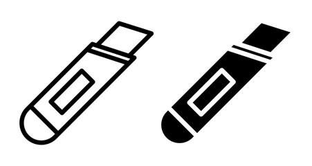 Cutter Icons set in solid and thin line style