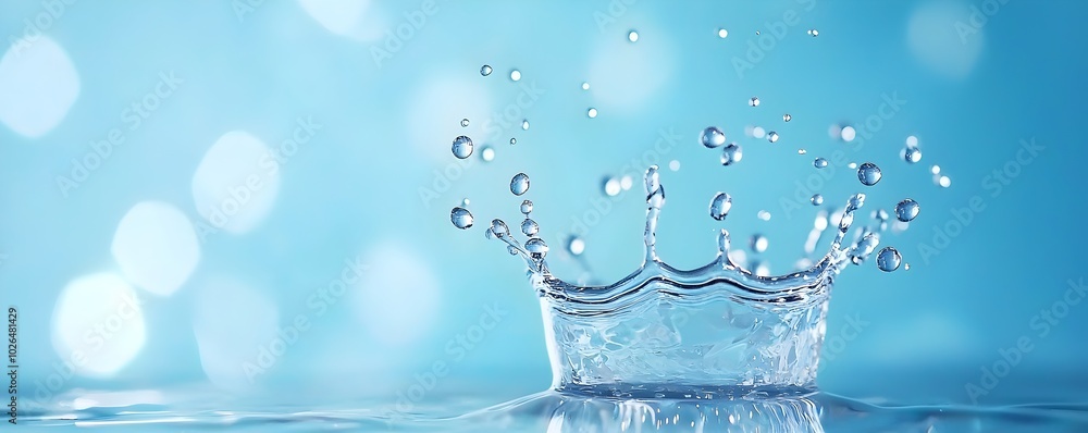 Poster vibrant splash deep blue droplets explode on ice-like surface - stunning studio shot capturing liqui