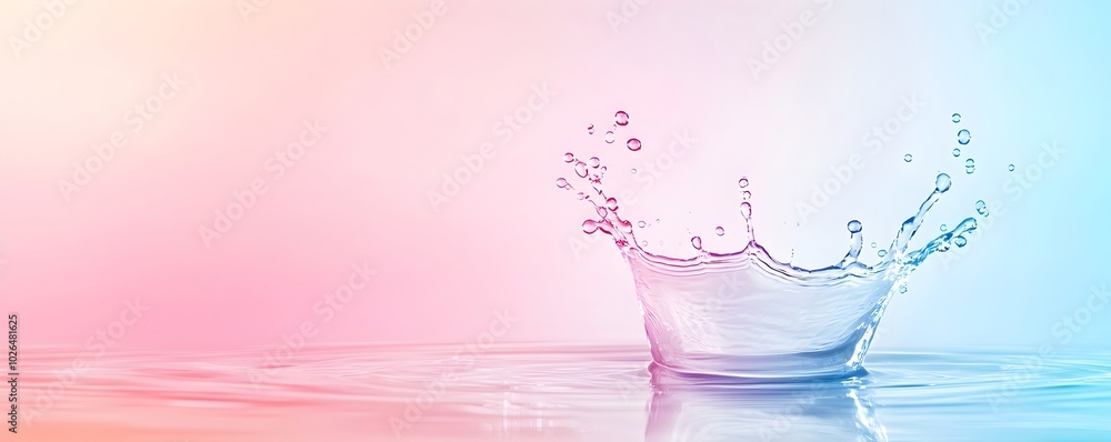 Aufkleber vibrant water droplets splashing on minimalistic gradient background - dynamic studio lighting captu