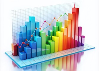 A 3D financial chart on a white background showcasing crucial business insights and investment analysis, designed for enhanced understanding of