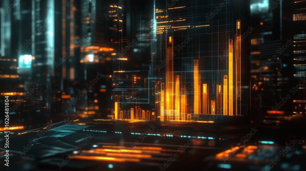 Aufkleber Futuristic Digital Data Visualization with Bright Bars