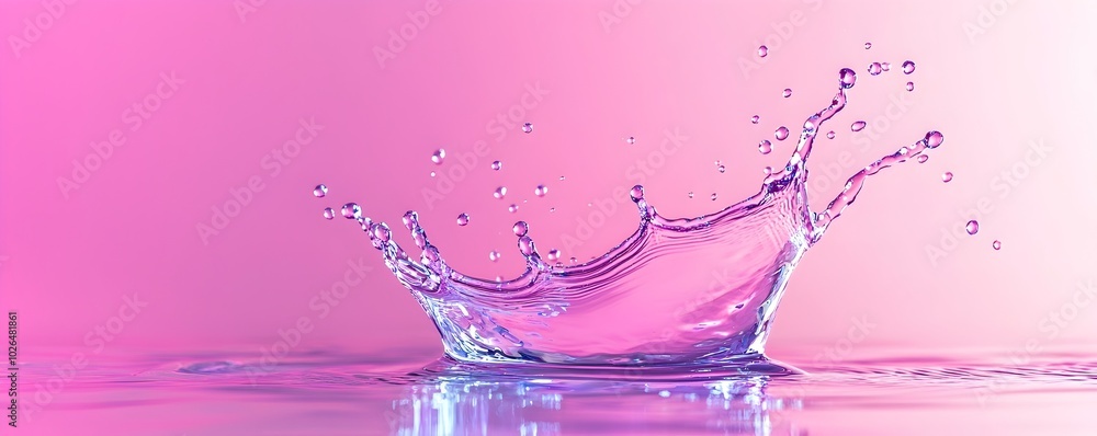 Poster dynamic fluorescent water droplets in high-speed motion - futuristic liquid art on glossy surface wi