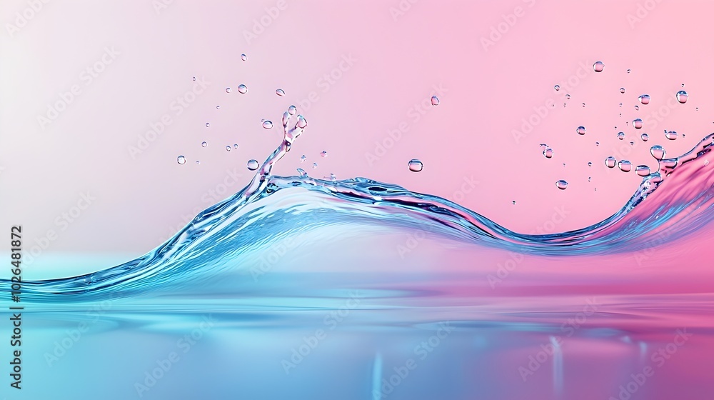 Poster dynamic fluorescent droplets splashing on glossy surface - high-speed capture of futuristic liquid m