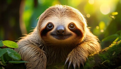 Obraz premium A very cute baby Sloth standing in the wild