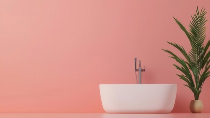 Fototapeta premium Isometric smart home bathroom, featuring automated faucets, smart mirrors, and sleek, minimalist design