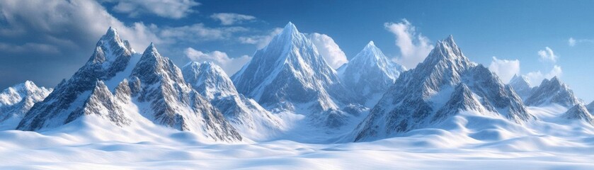 Obraz premium Mountain landscapes with snow peaks flat design top view wintery terrain 3D render Splitcomplementary color scheme