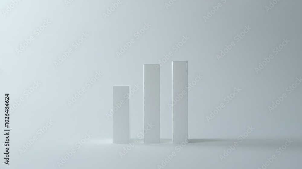 Poster minimalist white bar graph on light background