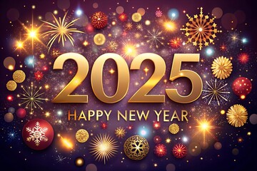 Happy New Year 2025 design festive fireworks wallpaper hd