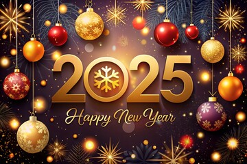 Happy New Year 2025 design festive fireworks wallpaper hd