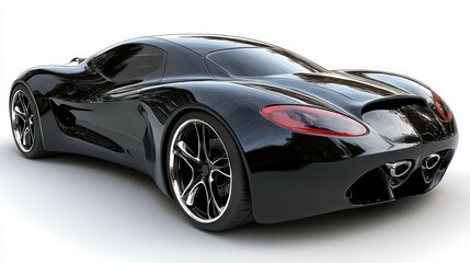 Black luxury sports car isolated on white background.