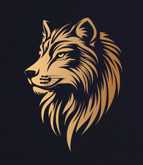 Fototapeta premium A minimalist logo design with a simple linear drawing in an abstract style reminiscent of a wolf silhouette.