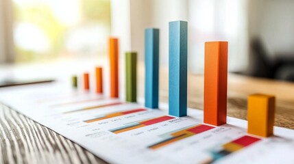 Colorful Bar Graphs on Desk for Business Analysis