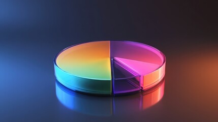 Colorful Pie Chart on a Reflective Surface