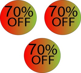 70% OFF sign. Discount offer price sign. Discount tag for shopping, marketing, advertisement, banner, and web. Vector illustration