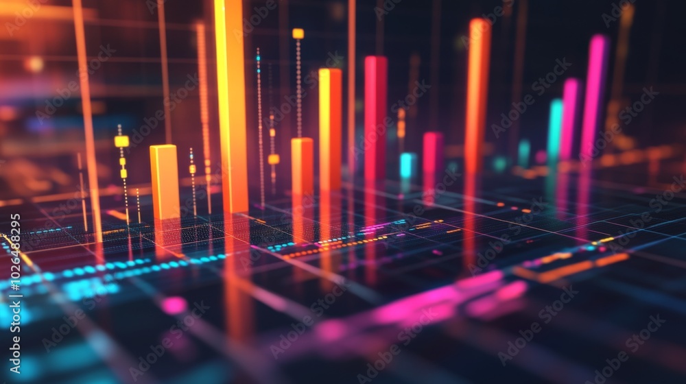 Poster colorful data visualization with modern bar graphs