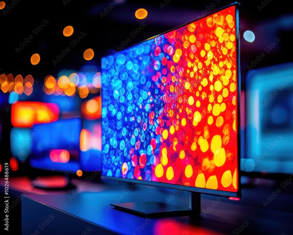 Poster vibrant monitor with colorful abstract display