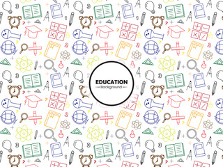  Set of School and Education Icons Vector Pattern Design
