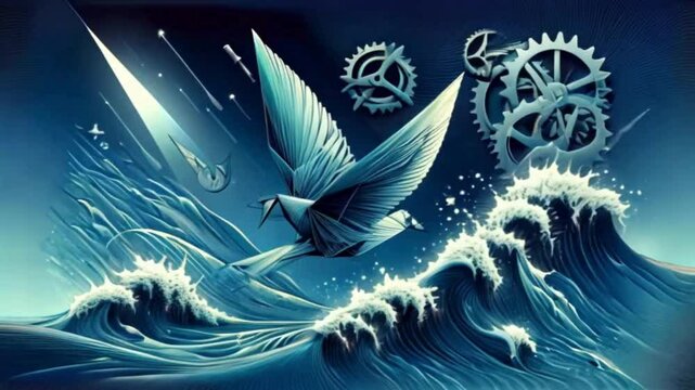 Origami Ocean Tidal Waves Engineering Pigeon Flying