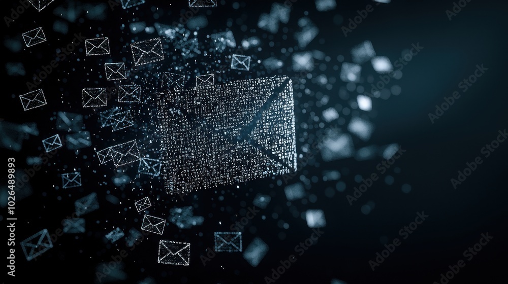 Aufkleber digital envelope with floating messages