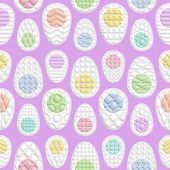 Seamless Easter pattern with colorful Easter eggs. Minimal puffy inflated design. Seamless tileable pattern for wallpaper, scrapbooking, packaging, wrapping paper and etc.
