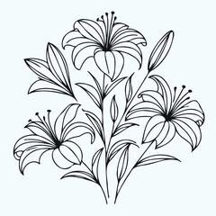 Adobe Illustrator Artwork
lilies sketch, lily flower
set of flowers vector
illustration outline of a flower
black and white line art, lineart