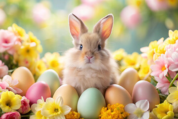 Cute easter bunny . colorful eggs Celebrating springtime joy . easter bunny wallpaper 