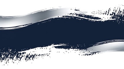 Obraz premium Abstract black and silver brush stroke banner on a white background.