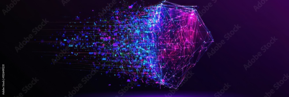 Poster abstract digital representation of data flow and connectivity with vibrant colors.