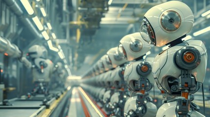 Fototapeta premium Human brain and robotic structure combined with AI technologytechnology