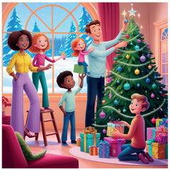 Warmth and Joy: Christmas Family Illustrations to Celebrate