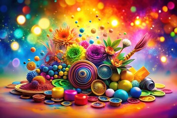 Abstract Handmade Graphic Elements for Invitations and Decor with Bokeh Effect